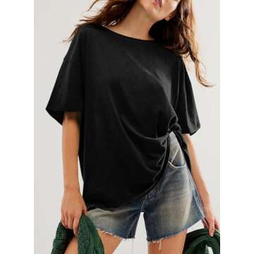 EVALESS Women’s Oversized Spring Tops 2025 Fashion Tee