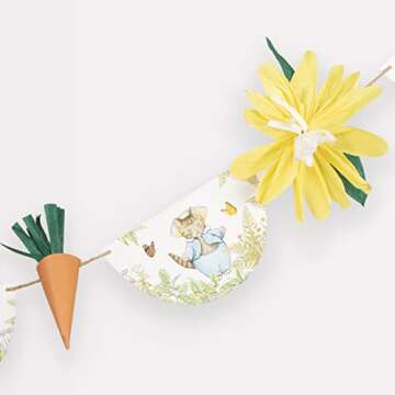 Meri Meri Peter Rabbit™ Garland (Pack of 1), Peter Rabbit™ in The Garden or Easter Garland, 10' Strand with Excess Cord