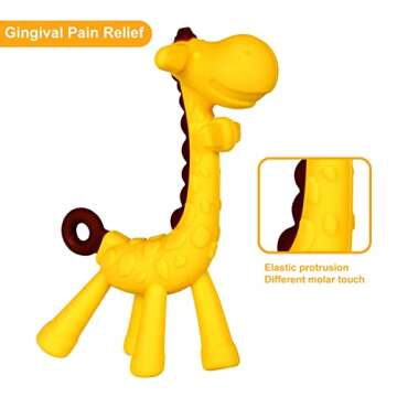 Baby Teething Toys, Silicone Baby Teether Soothe Babies Gums, Banana Toothbrushes, Fruit Shape Giraffe Teething Toys with Storage Case/Bpa-Free Teether Set for Toddler 4 Pack