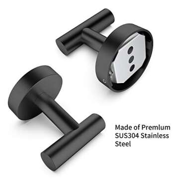 HomGif Towel Robe Hook Matte Black Stainless Steel