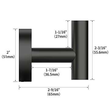 HomGif Towel Robe Hook Matte Black Stainless Steel