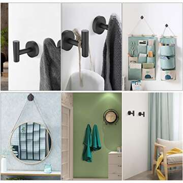 HomGif Towel Robe Hook Matte Black Stainless Steel