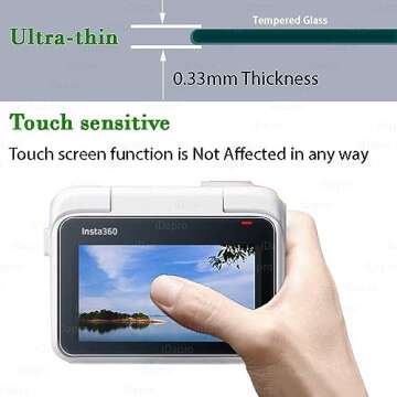 iDaPro [2+2 Pack] Lens Screen Protector for Insta360 GO 3 LCD Screen + Insta 360 Lens [Lens protector Not for Go 3s] Tempered Glass Bubble Free