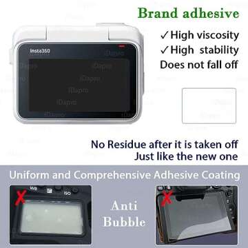 iDaPro [2+2 Pack] Lens Screen Protector for Insta360 GO 3 LCD Screen + Insta 360 Lens [Lens protector Not for Go 3s] Tempered Glass Bubble Free