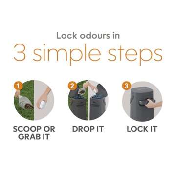 Pet Genie Pail | Dog Waste Disposal System for Outdoor and Indoor Odor Control | Dog Poop Trash can | Includes 1 Square Refill Bag That Lasts up to 2 Months