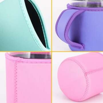 4Pack Reusable Ice Cream Sleeves with Handle, Neoprene Insulated Sleeves for Ninja Creami Pints, Talenti Ice Cream Pints, Frozen Desserts (Cartoon Print)