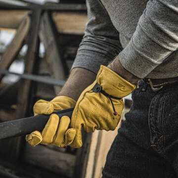 Durable Men's Leather Work Gloves with Adjustable Wrist