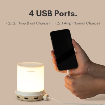 Macally Small Touch Lamps with USB Charging