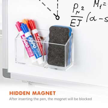 BEYGORM Magnetic Dry Erase Marker Holder for Whiteboard,Non-slip Acrylic Magnet Pen Holder for Fridge Refrigerator,Locker Organizer for Work,Locker Accessories,Pencil Cup for Desk,Marker Organizer
