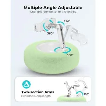 Viozon Tablet Stand Pillow, Compatible with 4.7"-13" Phone/Tablet, iPad, iPhone, Samsung, Google, Kindle, 360°Adjustable Phone Holder for Bed with Soft Plush Fabric, and Detachable Bowl, Green