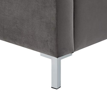 Elegant InspiredHome Grey Velvet Platform Bedframe - Queen Size