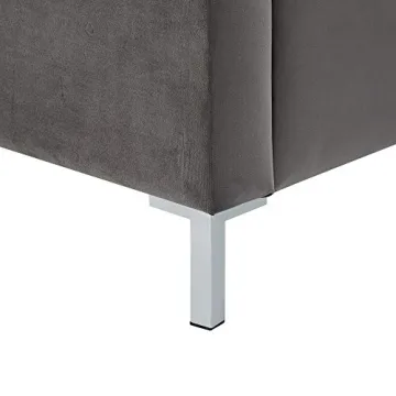 Elegant InspiredHome Grey Velvet Platform Bedframe - Queen Size