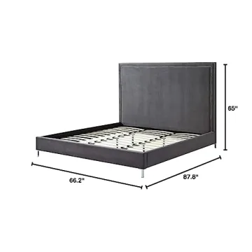 Elegant InspiredHome Grey Velvet Platform Bedframe - Queen Size