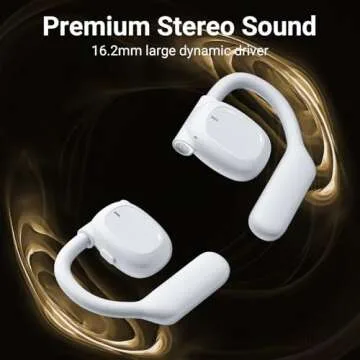 occiam Open Ear Earbuds Bluetooth 5.4 Wireless Headphones 120Hrs Playback Sport Earbuds with Earhooks, Clear Call Air Conduction Headset with Mic Sweatproof Earphones for Running Workout,White
