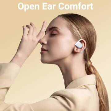 occiam Open Ear Earbuds Bluetooth 5.4 Wireless Headphones 120Hrs Playback Sport Earbuds with Earhooks, Clear Call Air Conduction Headset with Mic Sweatproof Earphones for Running Workout,White