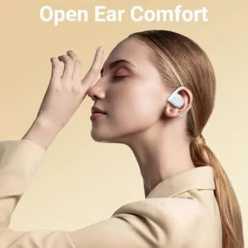 occiam Open Ear Earbuds Bluetooth 5.4 Wireless Headphones 120Hrs Playback Sport Earbuds with Earhooks, Clear Call Air Conduction Headset with Mic Sweatproof Earphones for Running Workout,White