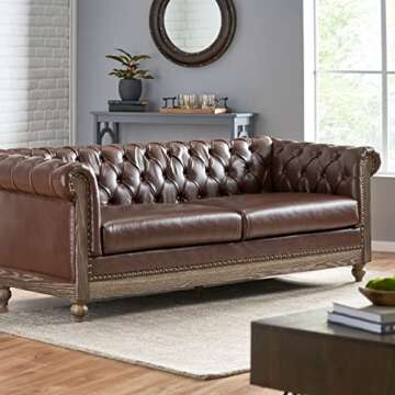 Christopher Knight Home Castalia Sofas, Dark Brown + Natural