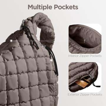 Puffer Tote Bag for Women Large Quilted Tote Bag Quilted Carryall Bag Soft Puffy Crossbody Bag Hobo Handbags Puff Purse