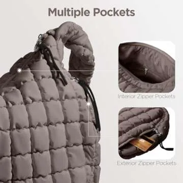 Puffer Tote Bag for Women Large Quilted Tote Bag Quilted Carryall Bag Soft Puffy Crossbody Bag Hobo Handbags Puff Purse