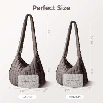 Puffer Tote Bag for Women Large Quilted Tote Bag Quilted Carryall Bag Soft Puffy Crossbody Bag Hobo Handbags Puff Purse