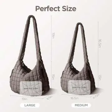 Puffer Tote Bag for Women Large Quilted Tote Bag Quilted Carryall Bag Soft Puffy Crossbody Bag Hobo Handbags Puff Purse