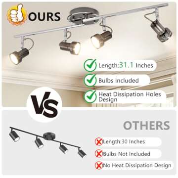 Depuley Modern Track Lighting Kit - 4-Light Flush Mount Directional Track Lights for Stylish Illumin...