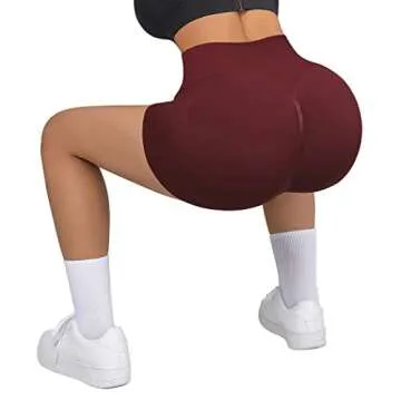 SUUKSESS Women Seamless Booty Shorts Scrunch Butt Lifting High Waisted Workout Shorts (3" Wine Red, XS)