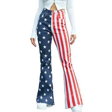 Yuanbang Flare Jeans for Women High Waisted Stretchy American Flag Bell Bottoms Denim Flare Pants