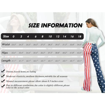 Yuanbang American Flag Flare Jeans for Women - High Waisted Style