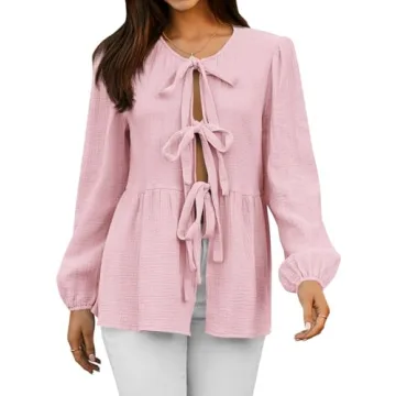 Tankaneo Pink Babydoll Top with Bow Tie Front