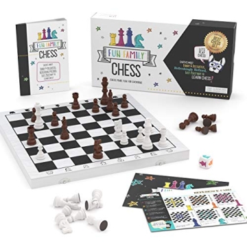 Fun Family Chess Set for Kids & Adults - Wooden Kids Chess Board with Colorful and Simple Instructio...