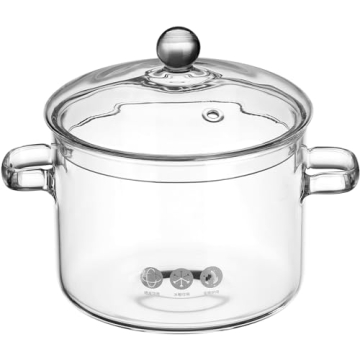 GANAZONO Clear Borosilicate Cooking Pot with Lid