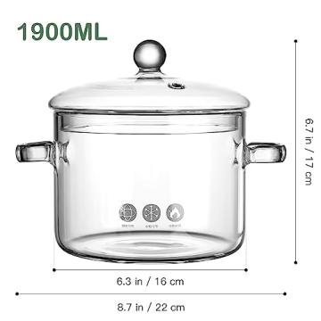 GANAZONO Clear Borosilicate Cooking Pot with Lid