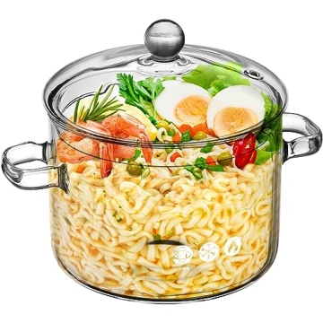 GANAZONO Clear Borosilicate Cooking Pot with Lid