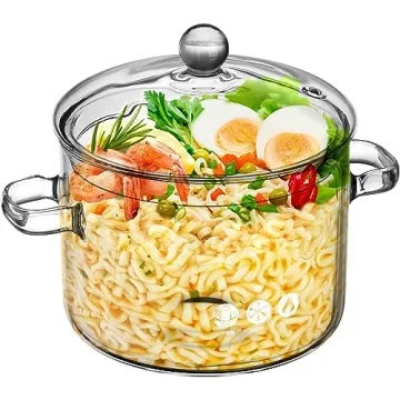 GANAZONO Clear Borosilicate Cooking Pot with Lid