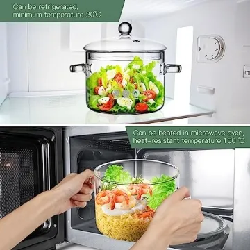 GANAZONO Clear Borosilicate Cooking Pot with Lid