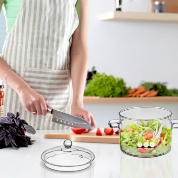 GANAZONO Clear Borosilicate Cooking Pot with Lid