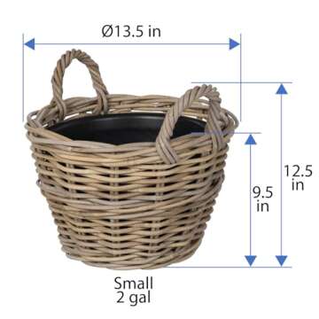 Rattan Kobo Indoor Outdoor Planter with Ear Handles - 4 Gallon Capacity