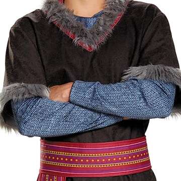Disney Kristoff Costume for Adults, Frozen Men's Tunic with Hat, Belt and Pants and Boot Covers, 2X Large