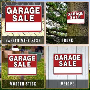 5Pcs Garage Sale Sign Kits, 14" x 10" Double-Sided Plastic Garage Sale Signs, 280 Multi-Color Pricin...