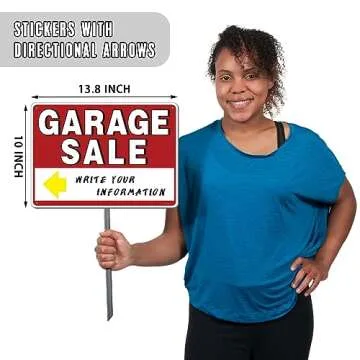 5Pcs Garage Sale Sign Kits, 14" x 10" Double-Sided Plastic Garage Sale Signs, 280 Multi-Color Pricing Stickers,Directional Arrows & Fluorescent Neon Stickers, Yard Garage Sale Supplies,Weather-Proof