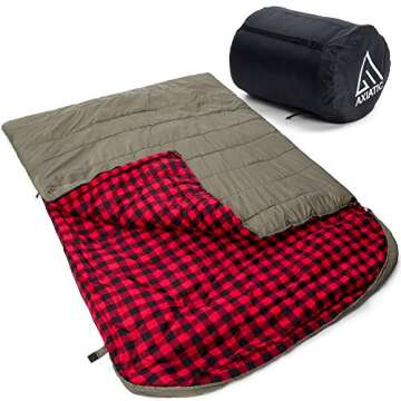 AXIATIC Kodiak King 20f King Size Oversize 2 Person Cold Weather Double Sleeping Bag