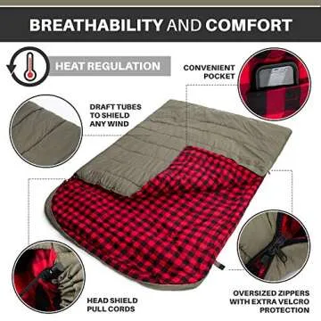 AXIATIC Kodiak King 20f King Size Oversize 2 Person Cold Weather Double Sleeping Bag