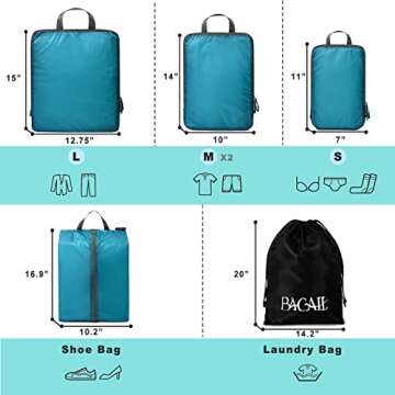 BAGAIL 4 Set/5 Set/6 Set Compression Packing Cubes Travel Accessories Expandable Packing Organizers