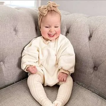Sweatshirt Romper for Infant Baby Girl Boy Long Sleeve Crewneck Oversized Bodysuit Waffle Fall Winte...