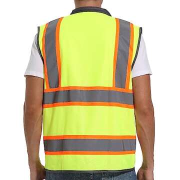 ArcRidge Reflective Safety Vest for Men and Women - High Visibility Construction Vest - Dual Tone Reflective Strips (Yellow, X-Large)