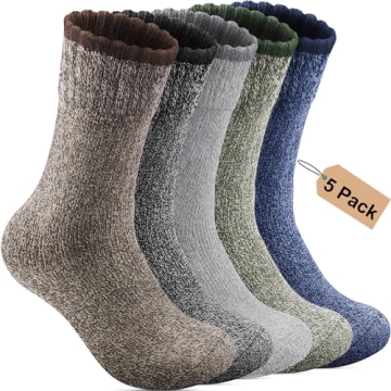 Annsuki Men's Wool Socks - 5 Pack Thermal Winter Comfort