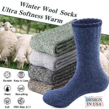 Annsuki Men's Wool Socks - 5 Pack Thermal Winter Comfort