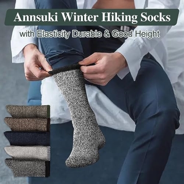 Annsuki Men's Wool Socks - 5 Pack Thermal Winter Comfort