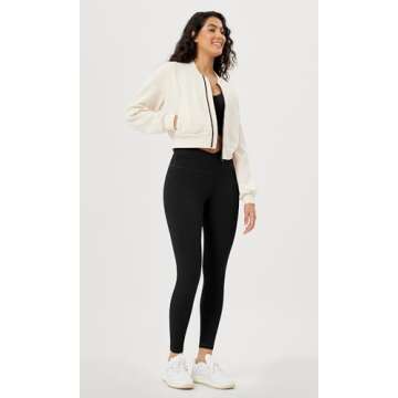 ODODOS Women's Cross Waist 7/8 Yoga Leggings with Inner Pocket, Inseam 25" Gathered Crossover Workout Yoga Pants, Black, X-Large